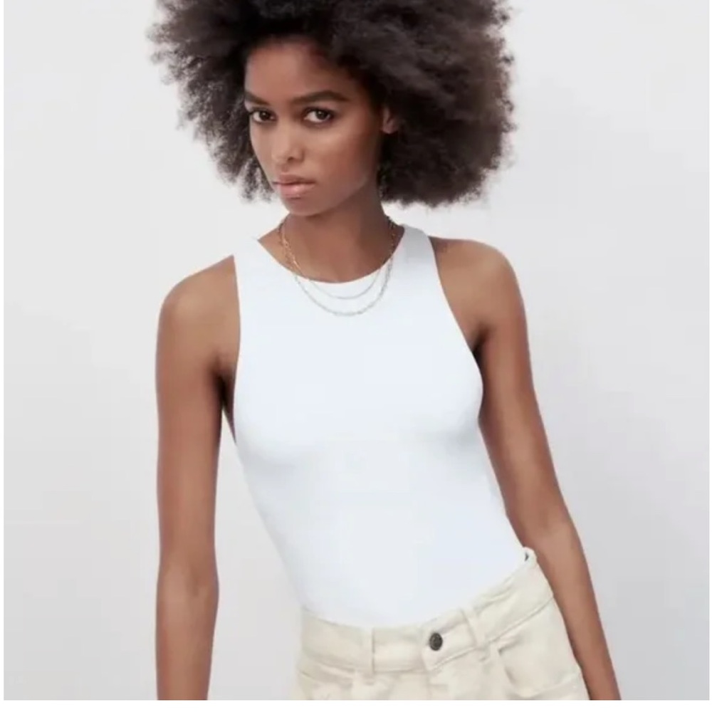 ZARA white halter spandex bodysuit